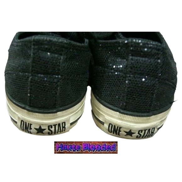 Converse One Star Black Glitter Shoes Chucks Chuck Taylor Bling Dark Academia 7 - Picture 8 of 11